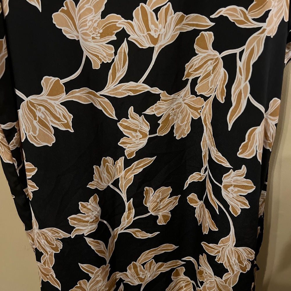 Maison Du Soir Selena Kimono S/M Black Gold Floral Belt Duster Jacket Robe J7 - Picture 12 of 12